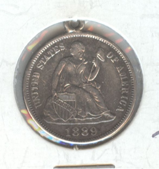 1889 SEATED LIBERTY DIME LOVE TOKEN