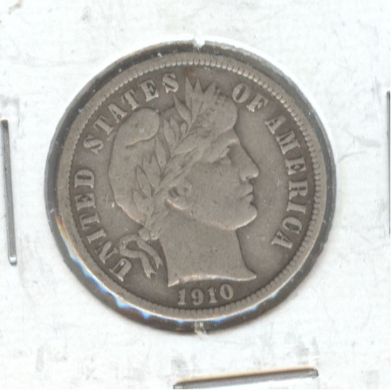 1910 BARBER DIME