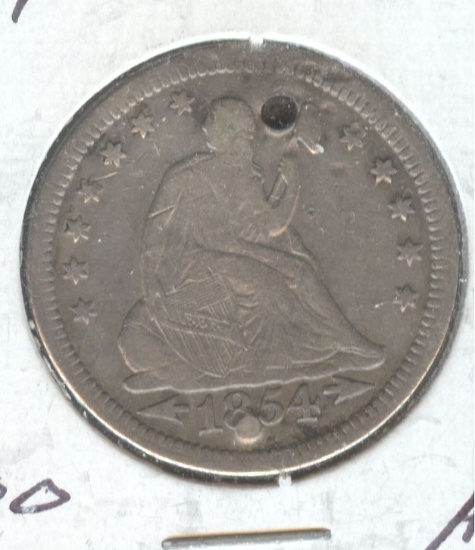 1854 W/ARROWS SEATED LIBERTY QTR