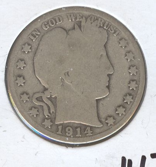 1914-S BARBER HALF DOLLAR