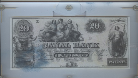 1800"s CANAL BAANK OF NEW ORLEANS $20 NOTE