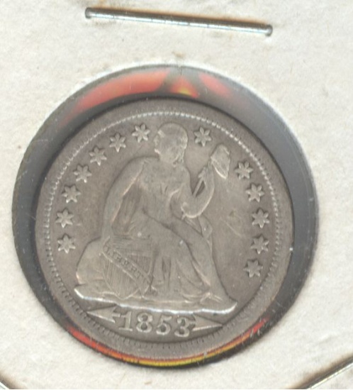 1853 W/ARROWS SEATED LIBERTY DIME