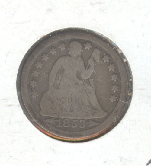 1853 W/ARROWS SEATED LIBERTY DIME