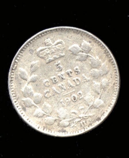 1902 ... Large "H" ... 5 Cent - Silver ... Canada