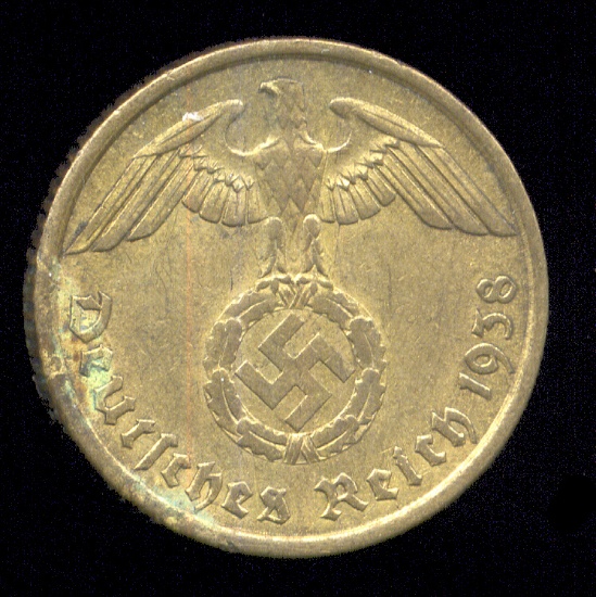 1938-A ... 10 Pfennig ... Old Nazi German Coin