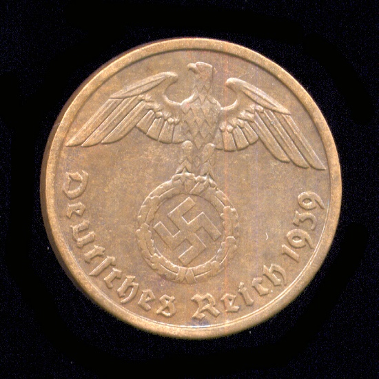 1939-A ... 2 Pfennig ... Old Nazi German Coin