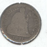 1891 SEATED LIBERTY DIME