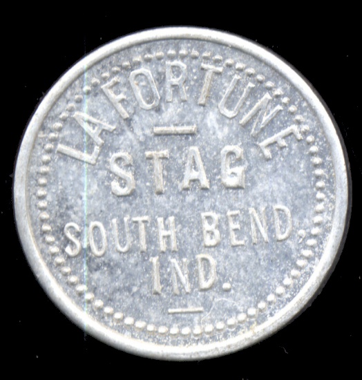 South Bend, IN ... La Fortune Stag ...  Good for 5 Cents  ...  Old Token