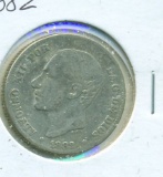 1882 SPAIN SILVER 2 PESETAS