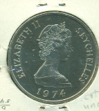 1974 SEYCHELLES 10 RUPEE COIN