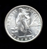 1945-D ... GEM  BU ... SILVER 20 Centavos ... Philippines