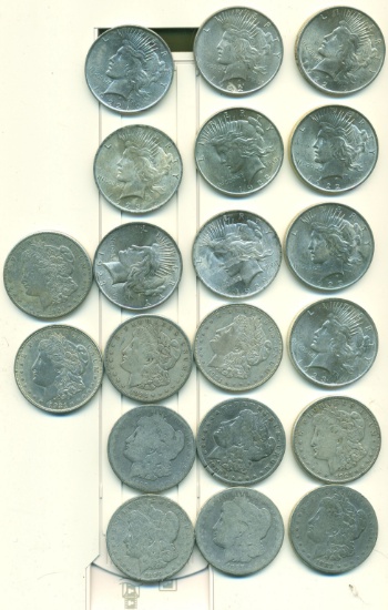 20 MORGAN/PEACE SILVER DOLLARS