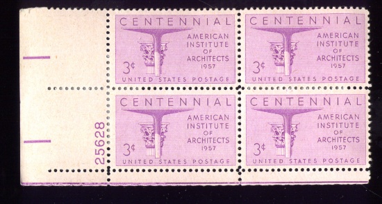 OLD 3 Cents Stamps ... Plate Block of 4 ... MNH