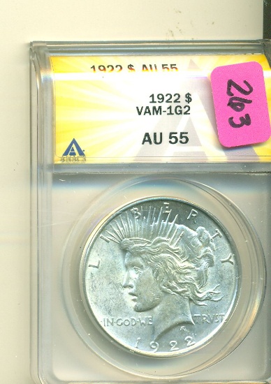 1922 VAM 1G2 PEACE DOLLAR