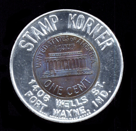 1964 UNC ... Stamp Korner ... Encased Good Luck Penny