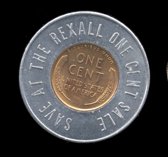 1952-D UNC ... Rexall  ... Encased Good Luck Penny