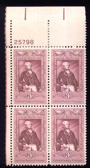 OLD 3 Cents Stamps ... Plate Block of 4 ... MNH