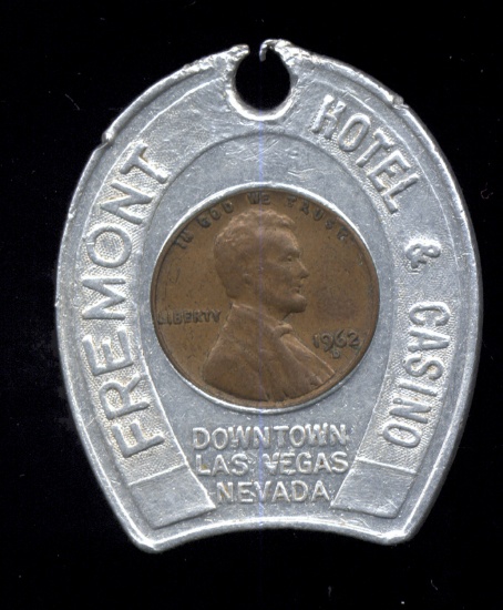1962-D ... Freemont Hotel & Casino ... Encased Good Luck Penny