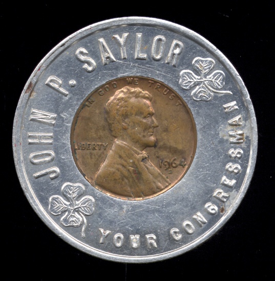 1964-D UNC ... John P. Saylor ... Encased Good Luck Penny