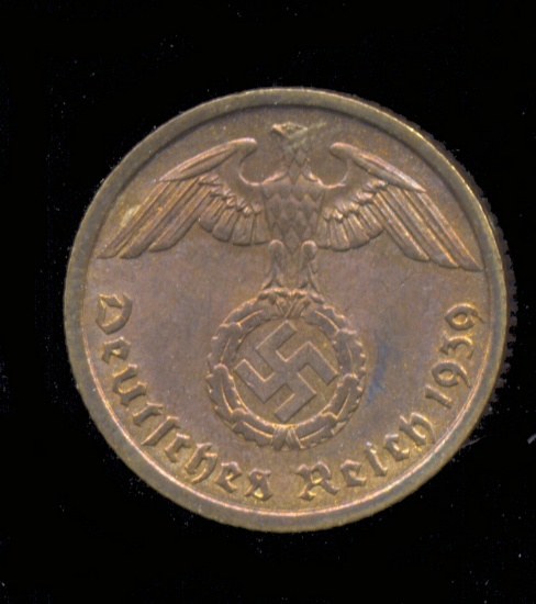 1939-A ... 10 Pfennig ... Old Nazi German Coin