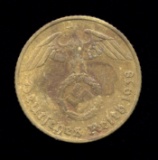 1938-F ... 5 Pfennig ... Old Nazi German Coin