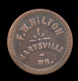 Marysville, WA ... F. W. Hilton ... Good for 5 Cents ... Old Token