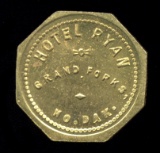 Grand Forks, ND ... Hotel Ryan ... Good for 5 Cents ... Old Token