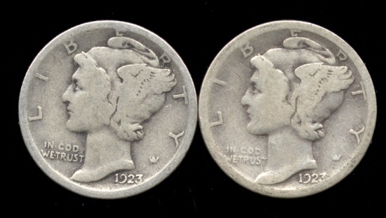 1923-P, S ... 2 Mercury SILVER Dime Set