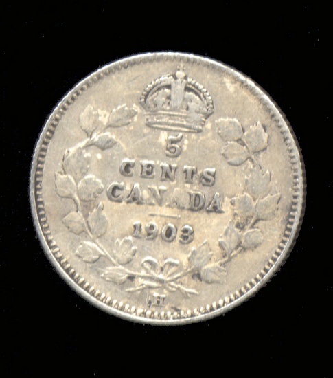 1903-H ... 5 Cent ... SILVER Canada Coin