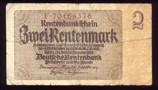 2 Renten Marks ... Old German Bank Note