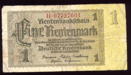 1 Renten Mark ... Old German Bank Note