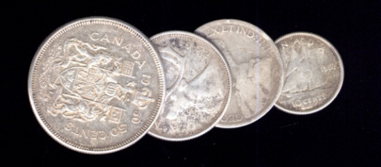 4 Silver Coins of the World