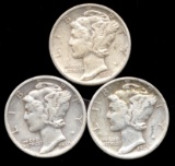 1938-P, D, S ... 3 Mercury SILVER Dime Set