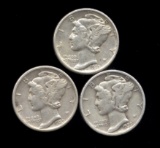 1939-P, D, S ... 3 Mercury SILVER Dime Set
