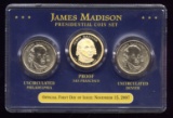 James Madison ... 3 Coins in This Set ... Proof and BU  UNC