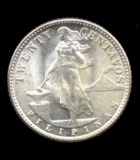 1945-D ... GEM BU Silver ... 20 Centavos ... US Made for Pilippines