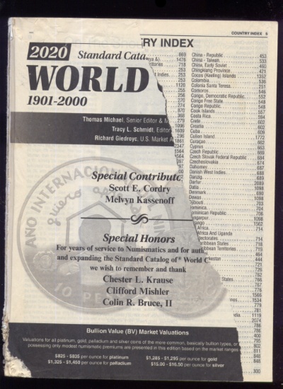 Catalog of World Coins ... 2020 Edition ... Dog ate a few pages