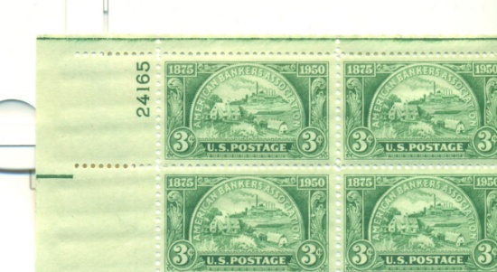 PLATE BLK OF 4 MNH 3c STAMPS