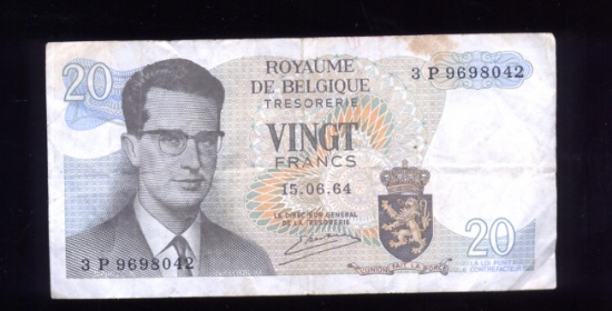 20 Francs ... Belgium Old Bank Note