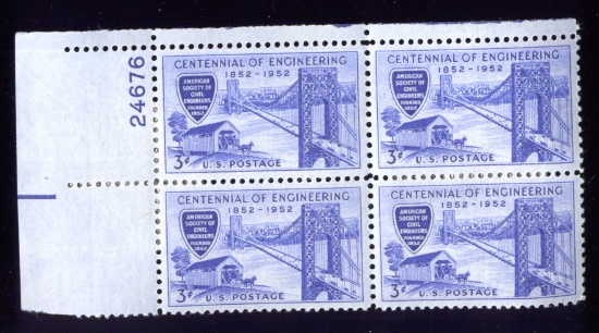 OLD 3 Cents Stamps ... Plate Block of 4 ... Post Office Fresh ... MNH