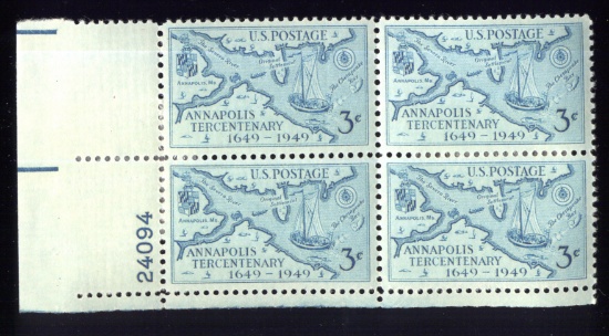 OLD 3 Cents Stamps ... Plate Block of 4 ... Post Office Fresh ... MNH