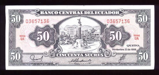 50 Sucres ... Old Equador Bank Note