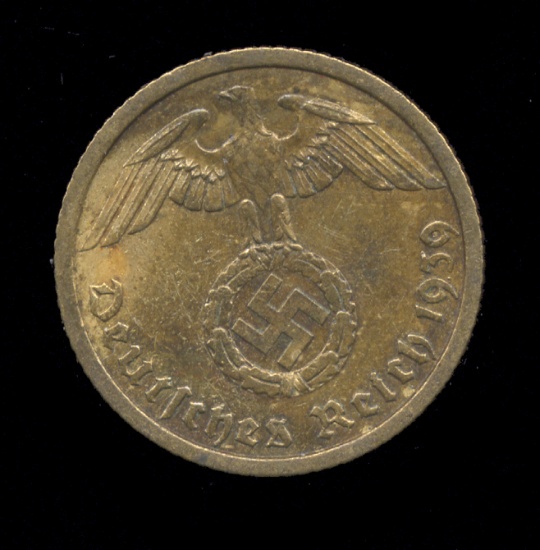 1939-A ... 10 Pfennig ... Old Nazi Swastika German Coin