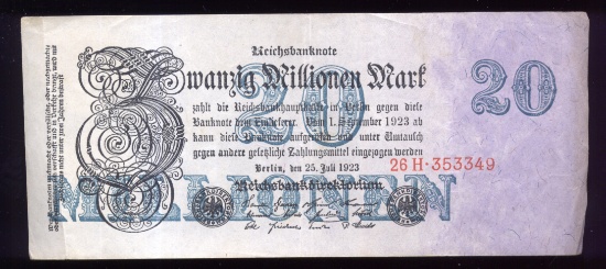 20,000,000 Marks ... German Old Bank Note