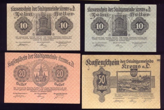 4 Note Set - 1920 Notegeld