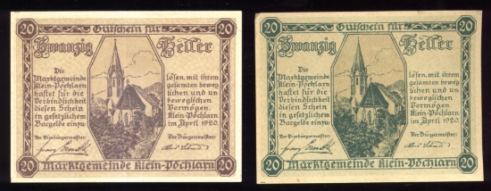 2 Note Set - 1920 Notegeld
