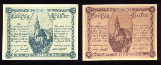 2 Note Set - 1920 Notegeld