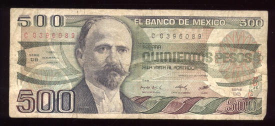 500 Pesos ... Mexico Old Bank Note