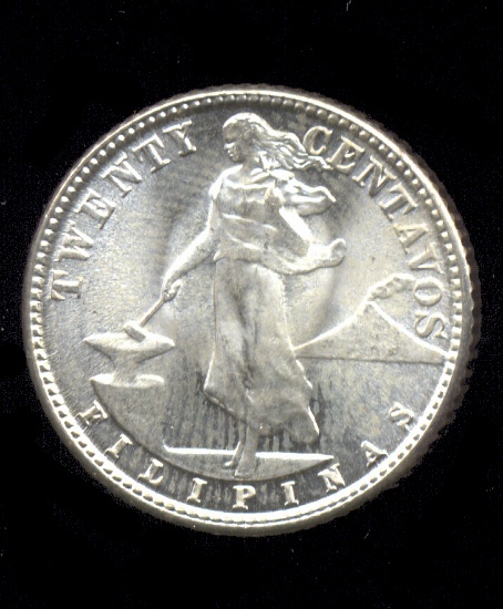 1945-D ... GEM BU ... 20 Centavos ... Pilippines