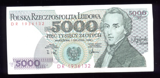 5000 Zlotych ... Old Poland Bank Note